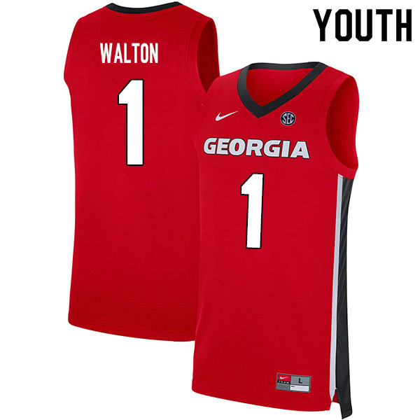 2020 Youth #1 Jaykwon Walton Georgia Bulldogs College Basketball Jerseys Sale-Red - Click Image to Close
